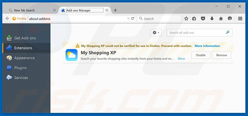 Removing search.myshoppingxp.com related Mozilla Firefox extensions