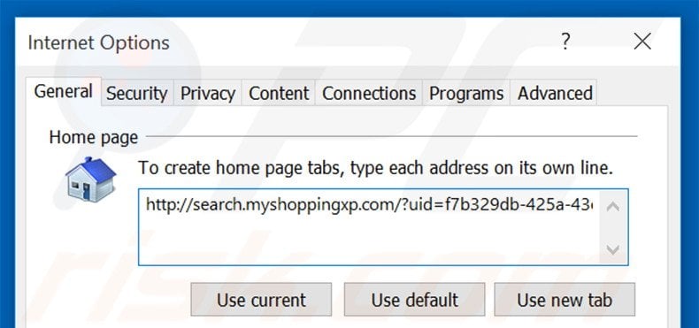 Removing search.myshoppingxp.com from Internet Explorer homepage