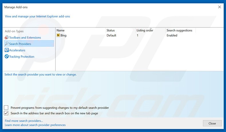 Removing search.mysportsxp.com from Internet Explorer default search engine