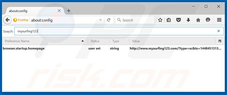 Removing mysurfing123.com from Mozilla Firefox default search engine