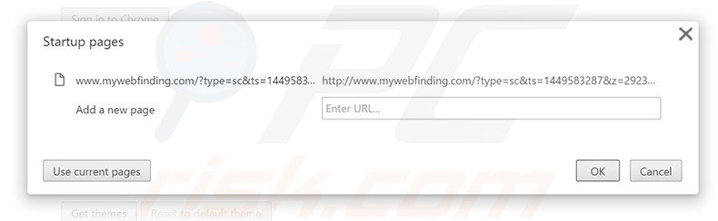 Removing mywebfinding.com from Google Chrome homepage