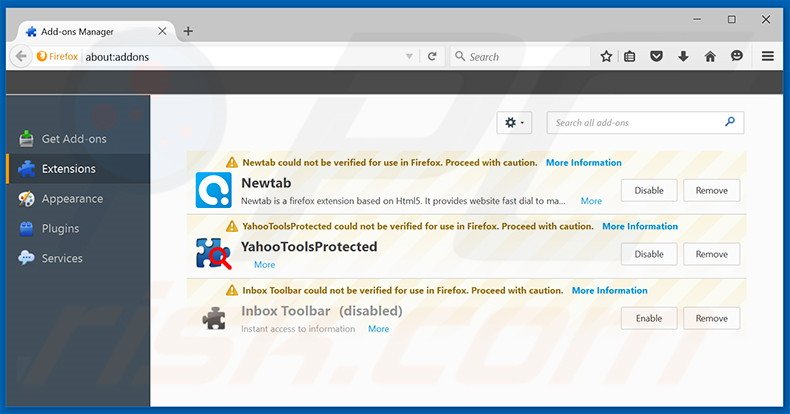 Removing mywebfinding.com related Mozilla Firefox extensions