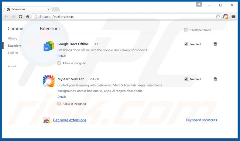 Removing qqovd.com related Google Chrome extensions