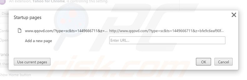 Removing qqovd.com from Google Chrome homepage