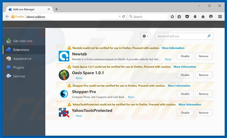 Removing qqovd.com related Mozilla Firefox extensions