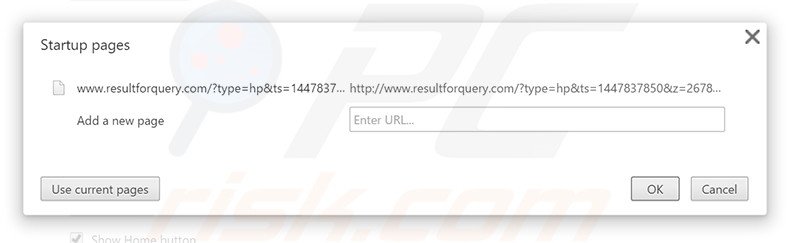Removing resultforquery.com from Google Chrome homepage