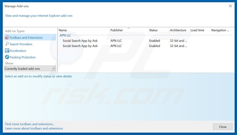 search.ask.com toolbar removal from Internet Explorer extensions