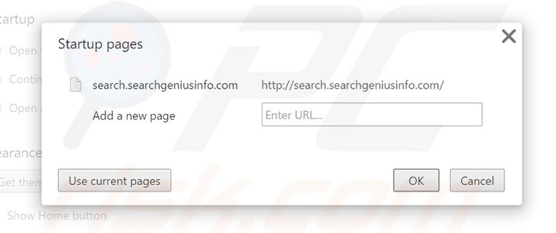 Removing search.searchgeniusinfo.com from Google Chrome homepage