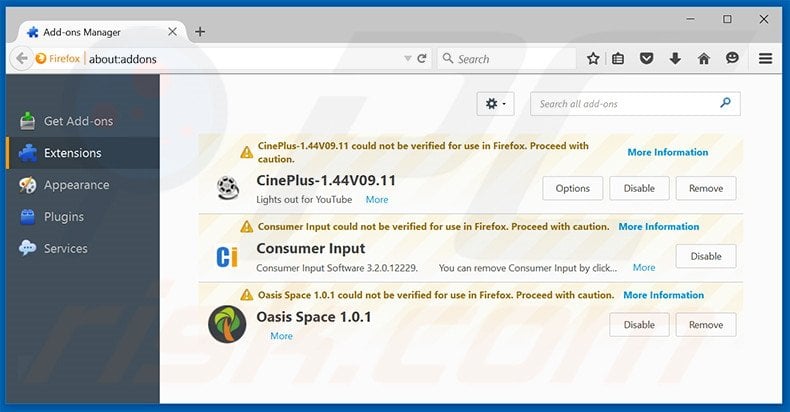 Removing search.searchgeniusinfo.com related Mozilla Firefox extensions