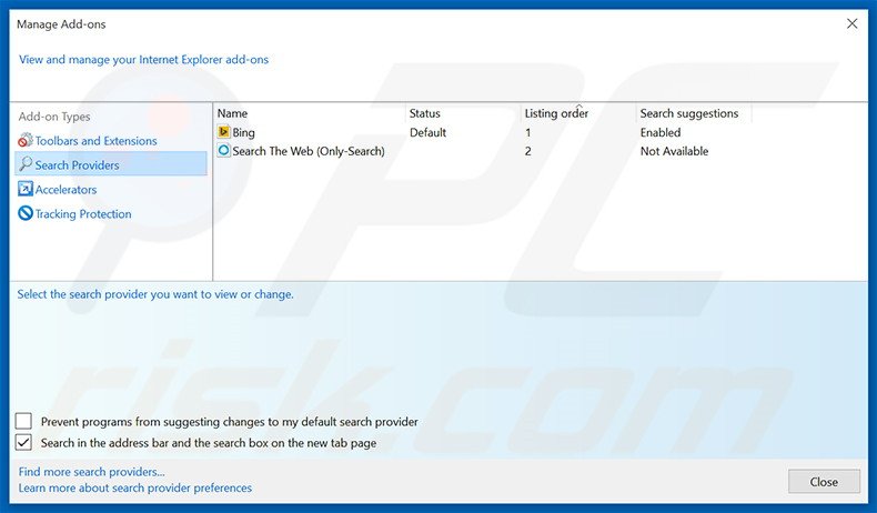 Removing search.searchgeniusinfo.com from Internet Explorer default search engine