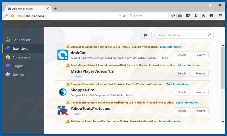 Removing searchomepage.com related Mozilla Firefox extensions