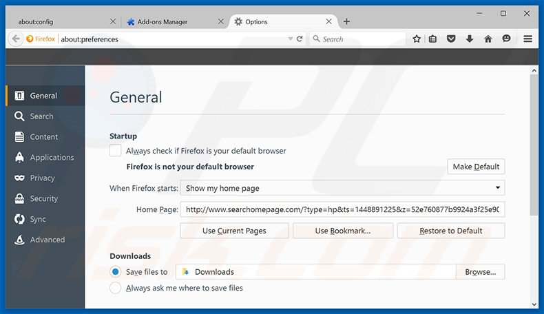 Removing searchomepage.com from Mozilla Firefox homepage