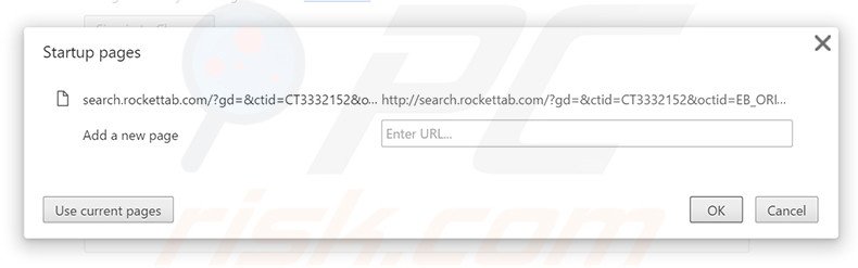 Removing search.rockettab.com from Google Chrome homepage