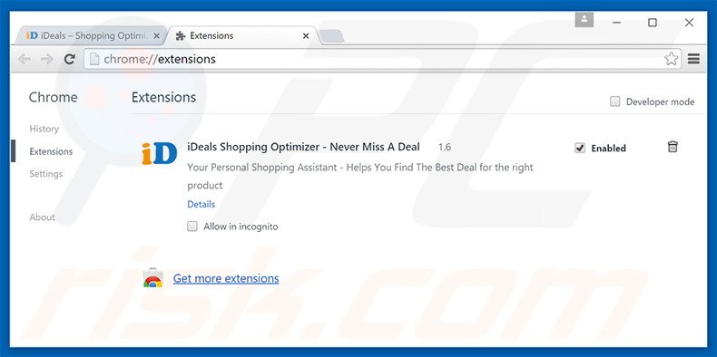 Removing Shopping Optimizer ads from Google Chrome step 2