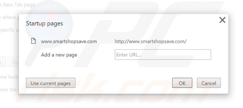 Removing smartshopsave.com from Google Chrome homepage