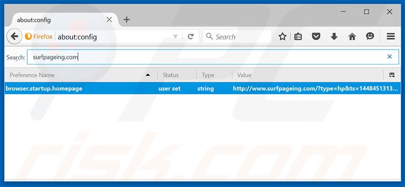 Removing surfpageing.com from Mozilla Firefox default search engine
