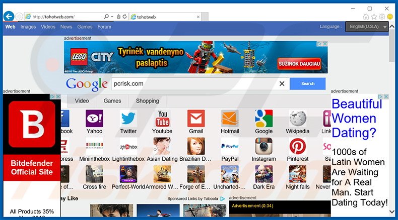 tohotweb.com browser hijacker