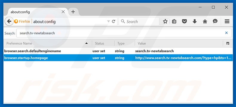 Removing search.tv-newtabsearch.com from Mozilla Firefox default search engine
