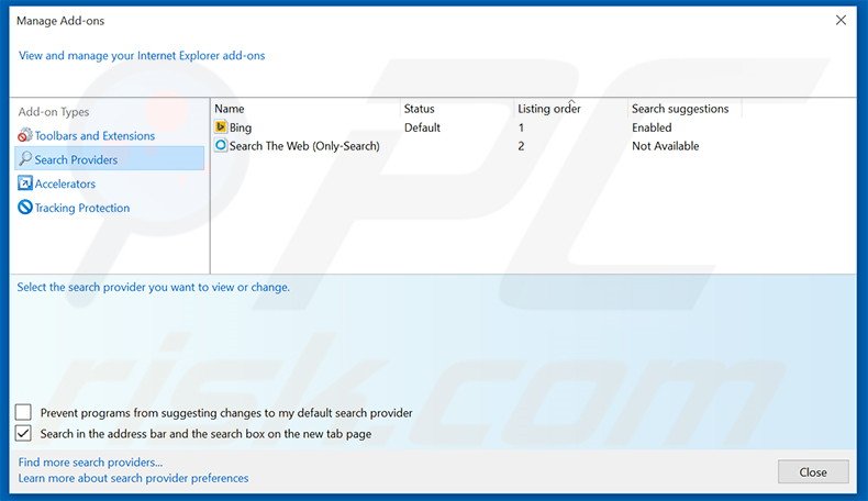 Removing search.tv-newtabsearch.com from Internet Explorer default search engine