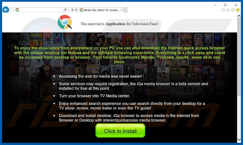 Website used to promote iQa browser hijacker