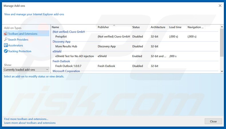 Removing Web Updater ads from Internet Explorer step 2