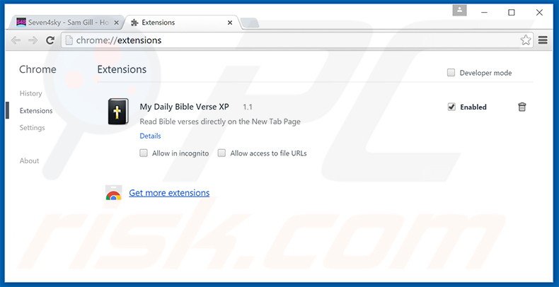 Removing search.mydailyversexp.com related Google Chrome extensions