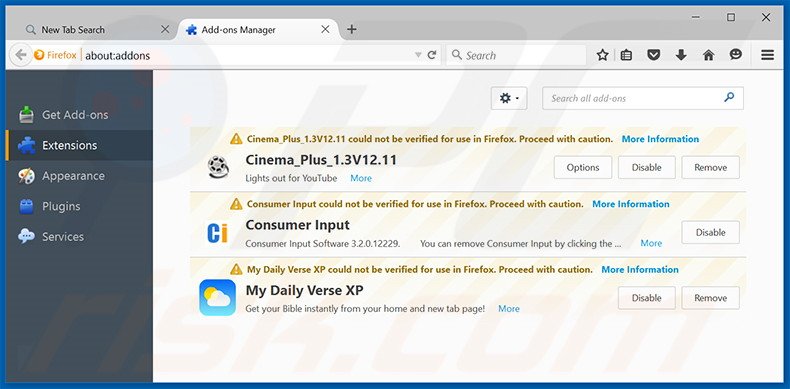 Removing search.mydailyversexp.com related Mozilla Firefox extensions