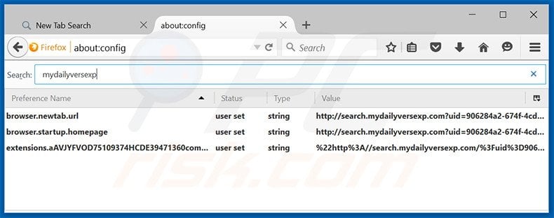 Removing search.mydailyversexp.com from Mozilla Firefox default search engine
