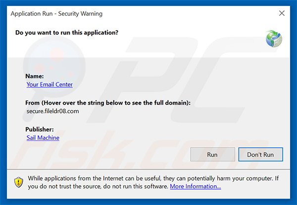 Your Email Center browser hijacker installation setup