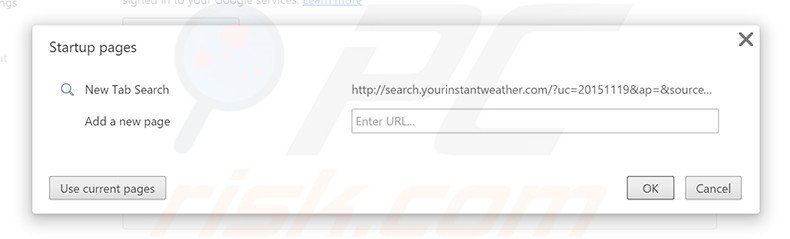 Removing search.yourinstantweather.com from Google Chrome homepage