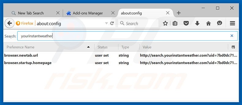 Removing search.yourinstantweather.com from Mozilla Firefox default search engine