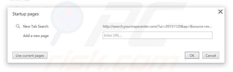 Removing search.yourmapscenter.com from Google Chrome homepage