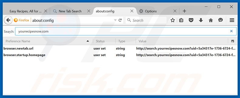 Removing search.yourrecipesnow.com from Mozilla Firefox default search engine