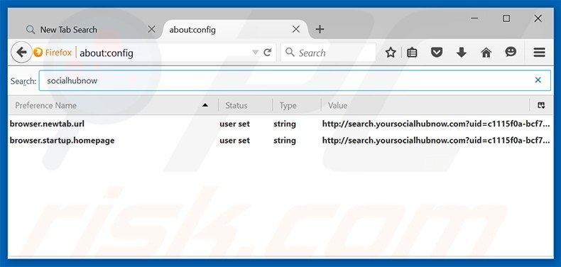 Removing search.yoursocialhubnow.com from Mozilla Firefox default search engine