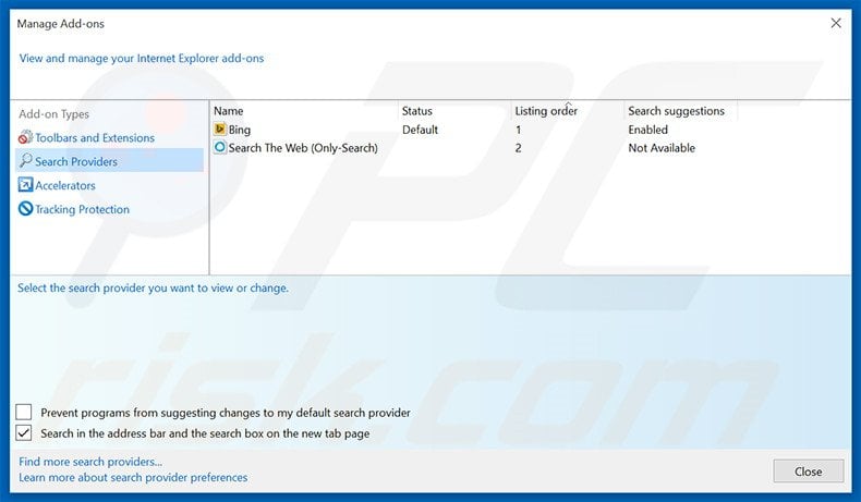 Removing search.yoursocialhubnow.com from Internet Explorer default search engine