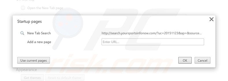 Removing search.yoursportsinfonow.com from Google Chrome homepage