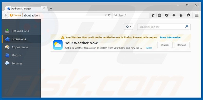 Removing search.yourweatherinfonow.com related Mozilla Firefox extensions