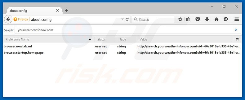 Removing search.yourweatherinfonow.com from Mozilla Firefox default search engine