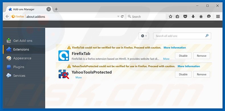 Removing search.zebrouss.com related Mozilla Firefox extensions