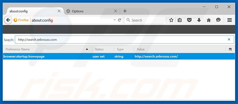 Removing search.zebrouss.com from Mozilla Firefox default search engine