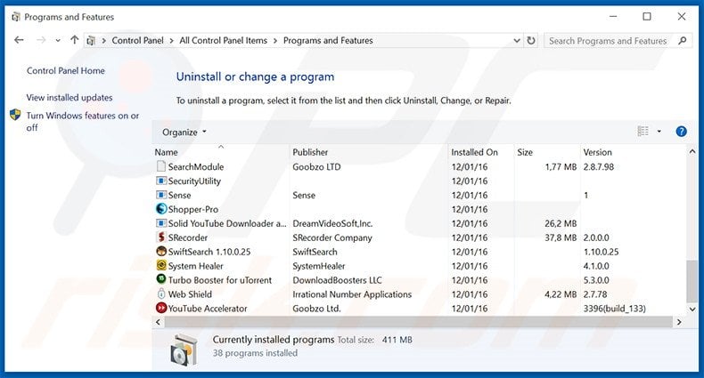 addg.xyz browser hijacker uninstall via Control Panel