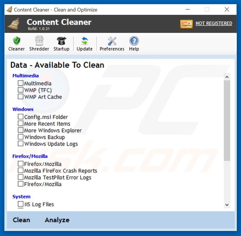 Potentially unwanted program Content Cleaner