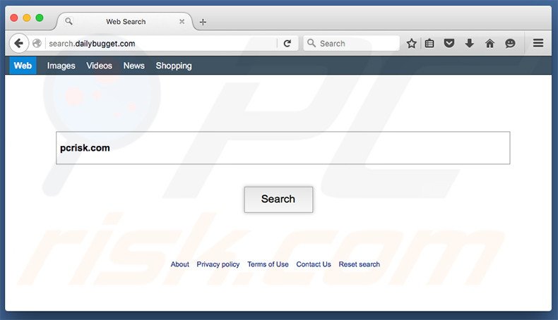 search.dailybugget.com browser hijacker on a Mac computer