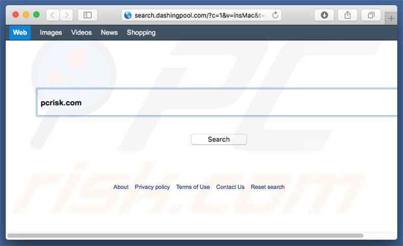 search.dashingpool.com browser hijacker on a Mac computer