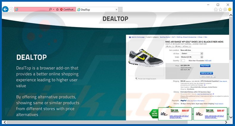 DealTop adware