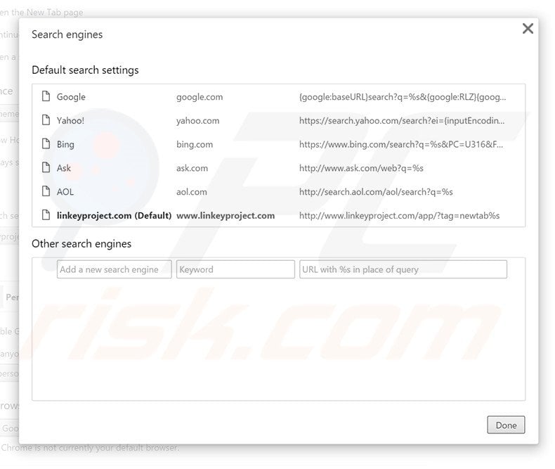 Removing default-search.net from Google Chrome default search engine