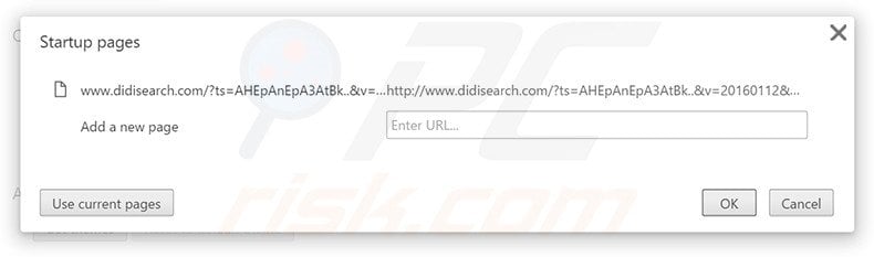 Removing didisearch.com from Google Chrome homepage