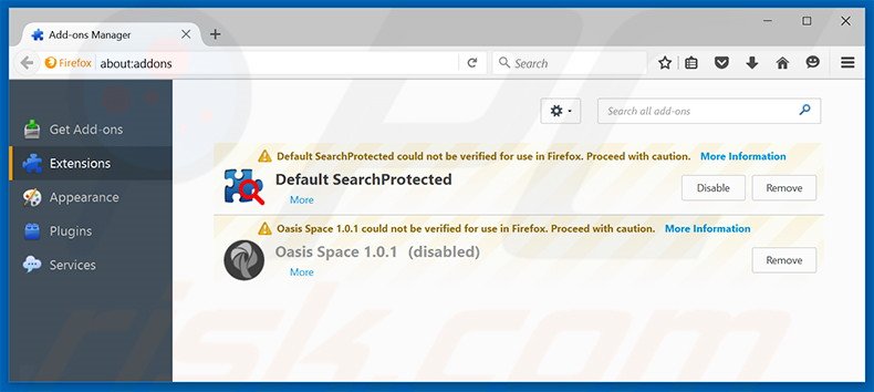 Removing didisearch.com related Mozilla Firefox extensions
