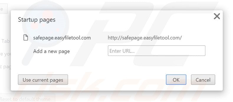 Removing safepage.easyfiletool.com from Google Chrome homepage