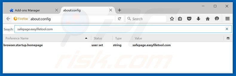 Removing safepage.easyfiletool.com from Mozilla Firefox default search engine